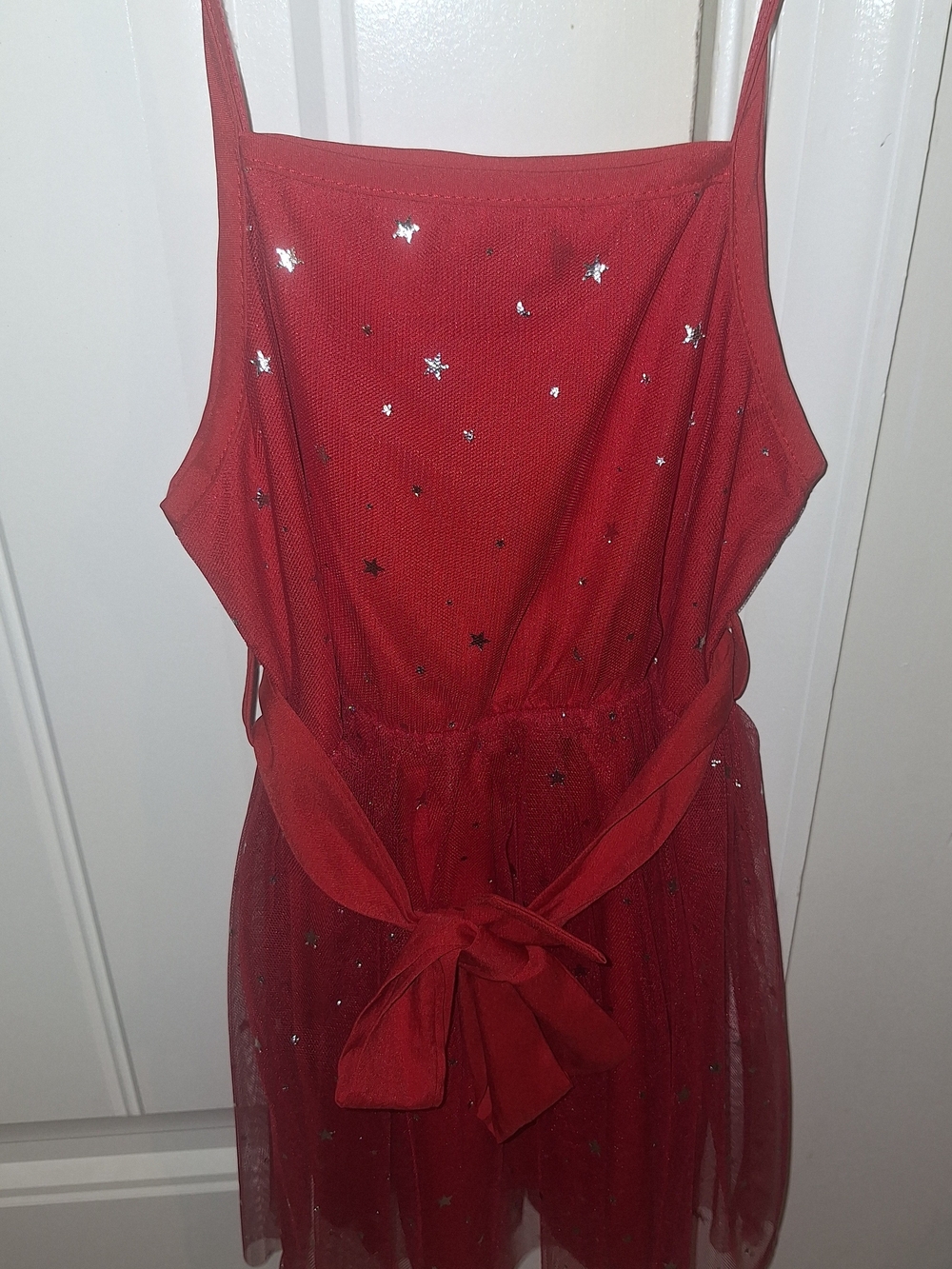Red Star-Embellished Tulle Party Dress for Girls - Picture 3 of 4